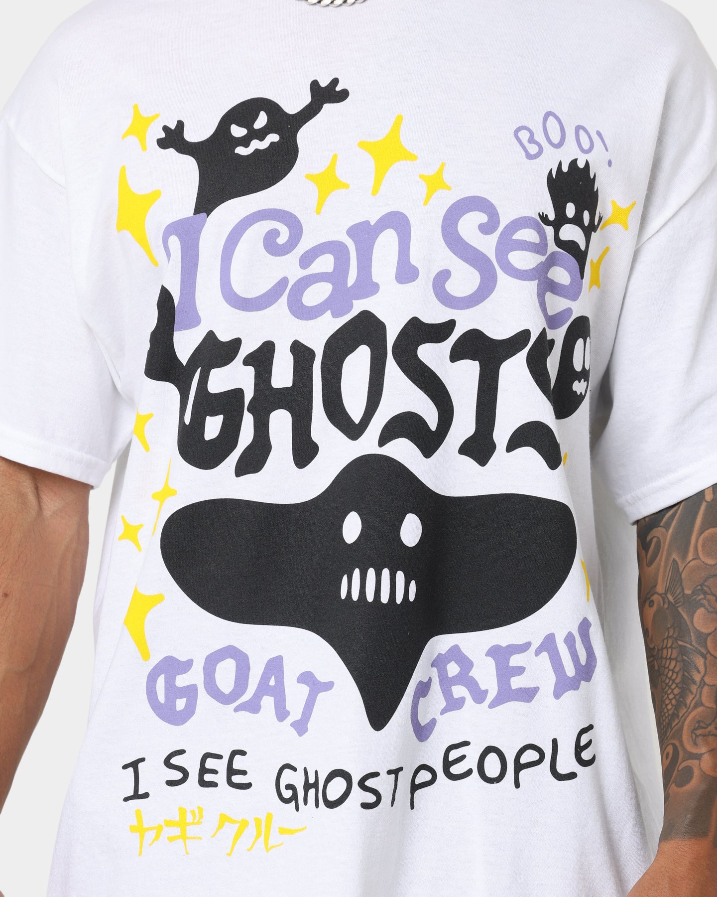 Goat Crew I Can See Ghosts All Over Print T-Shirt White、mySite、zt4zffjzw