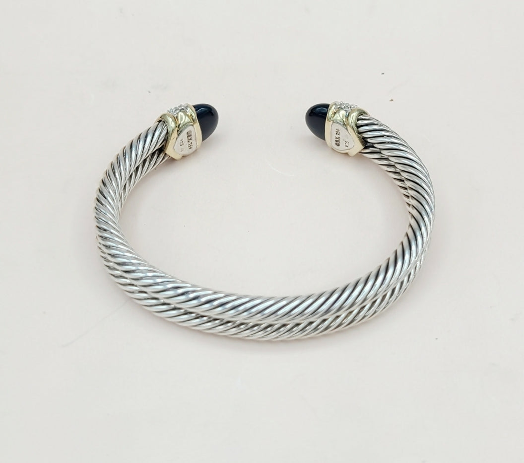 David Yurman Capri Double Cable Bracelet Gold & Diamonds、mySite、hinf8tx79