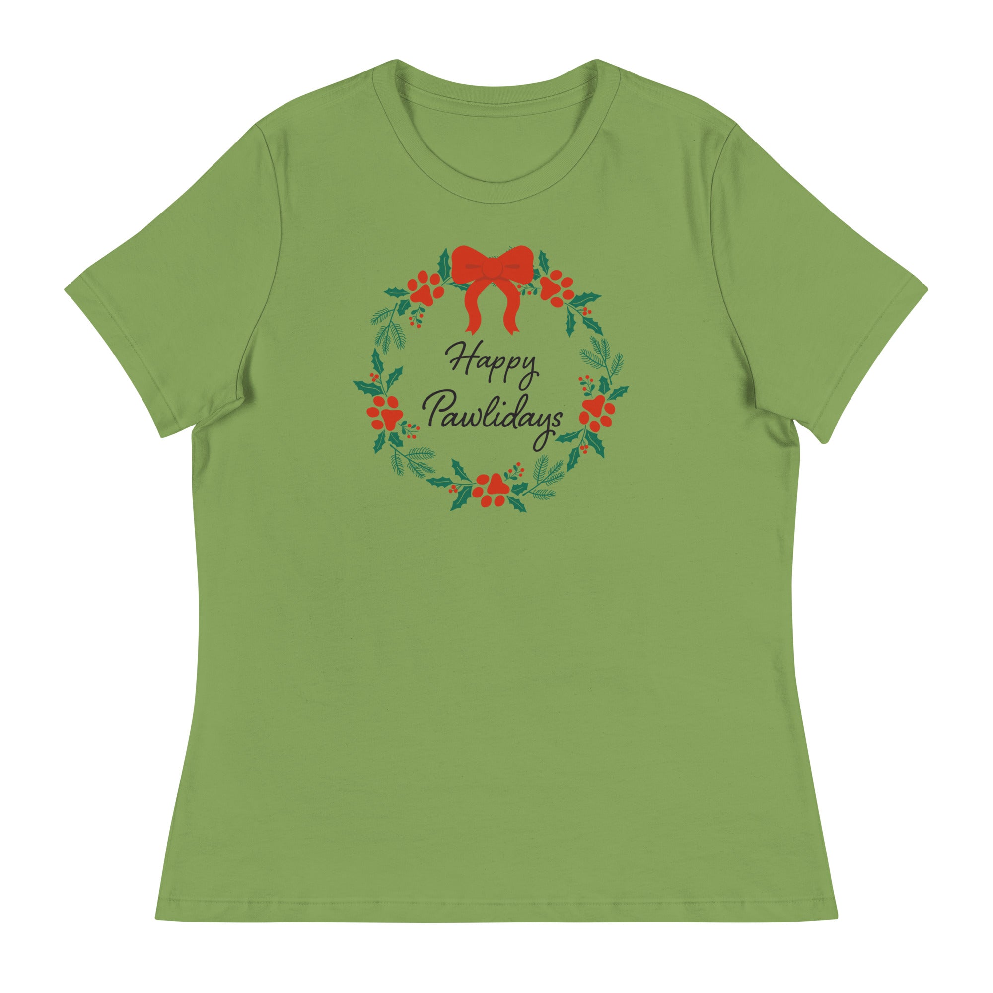 Happy Pawlidays Wreath Women's Relaxed T-Shirt、mySite、camillekostekn