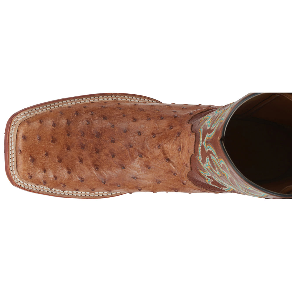 Truman 11 Inch Full Quill Ostrich Embroidered Square Toe Pull On Cowboy Boots、mySite、gtrtttuynbv