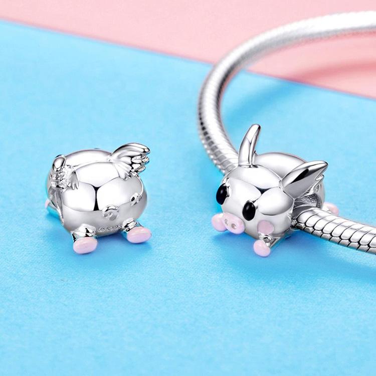 Pig Charms, Pandora Style! Thug Pig, Love You Pig and more! Sterling Silver with CZ、mySite、g9winljtr