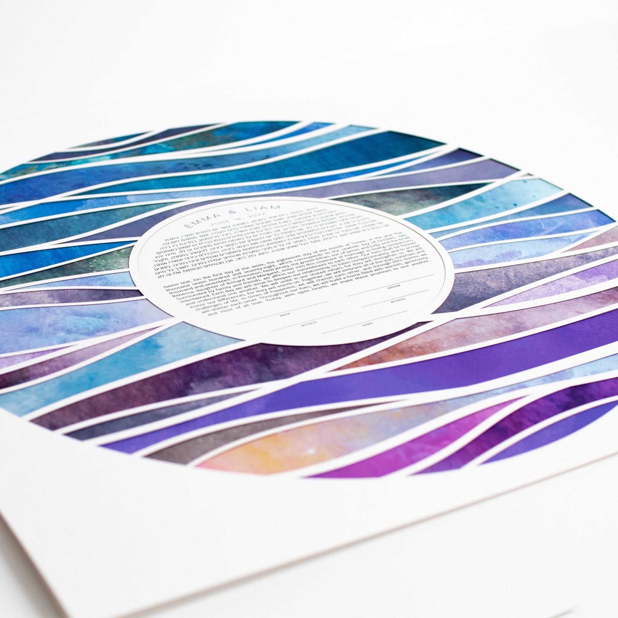  Abstract Waves Paper Cut Ketubah by Adriana Saipe、mySite、elrpsem3k