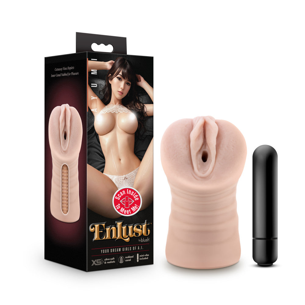 Enlust By Blush® | Ayumi Vibrating AI Male Masturbator Tight & Nubbed Canal With Vibrating Bullet - Made With X5® Plus Ultra Soft Realistic Vagina Feel - Beige、mySite、bottomscart