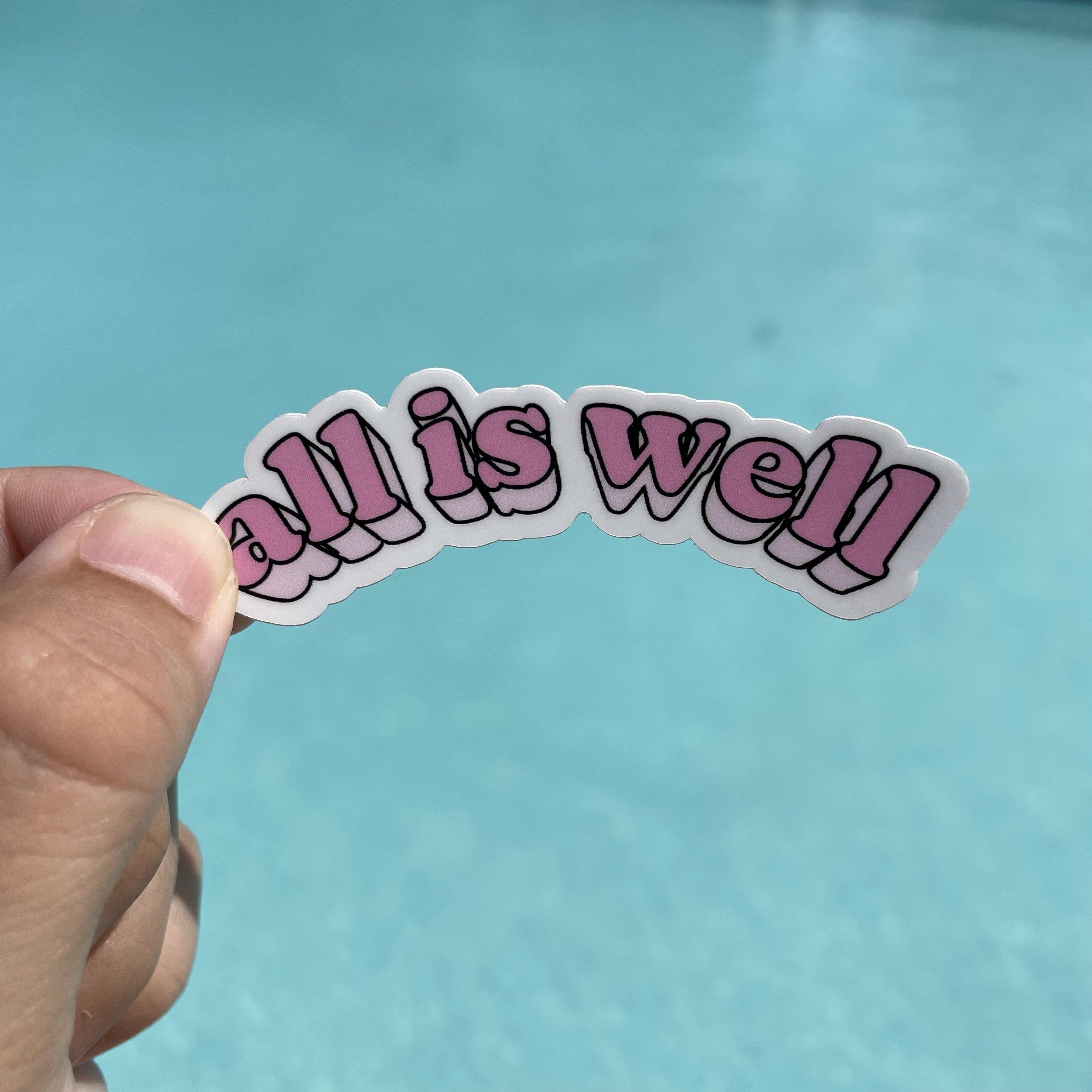  All is Well Pink Curved Lettering Aesthetic Sticker、mySite、elrpsem3k