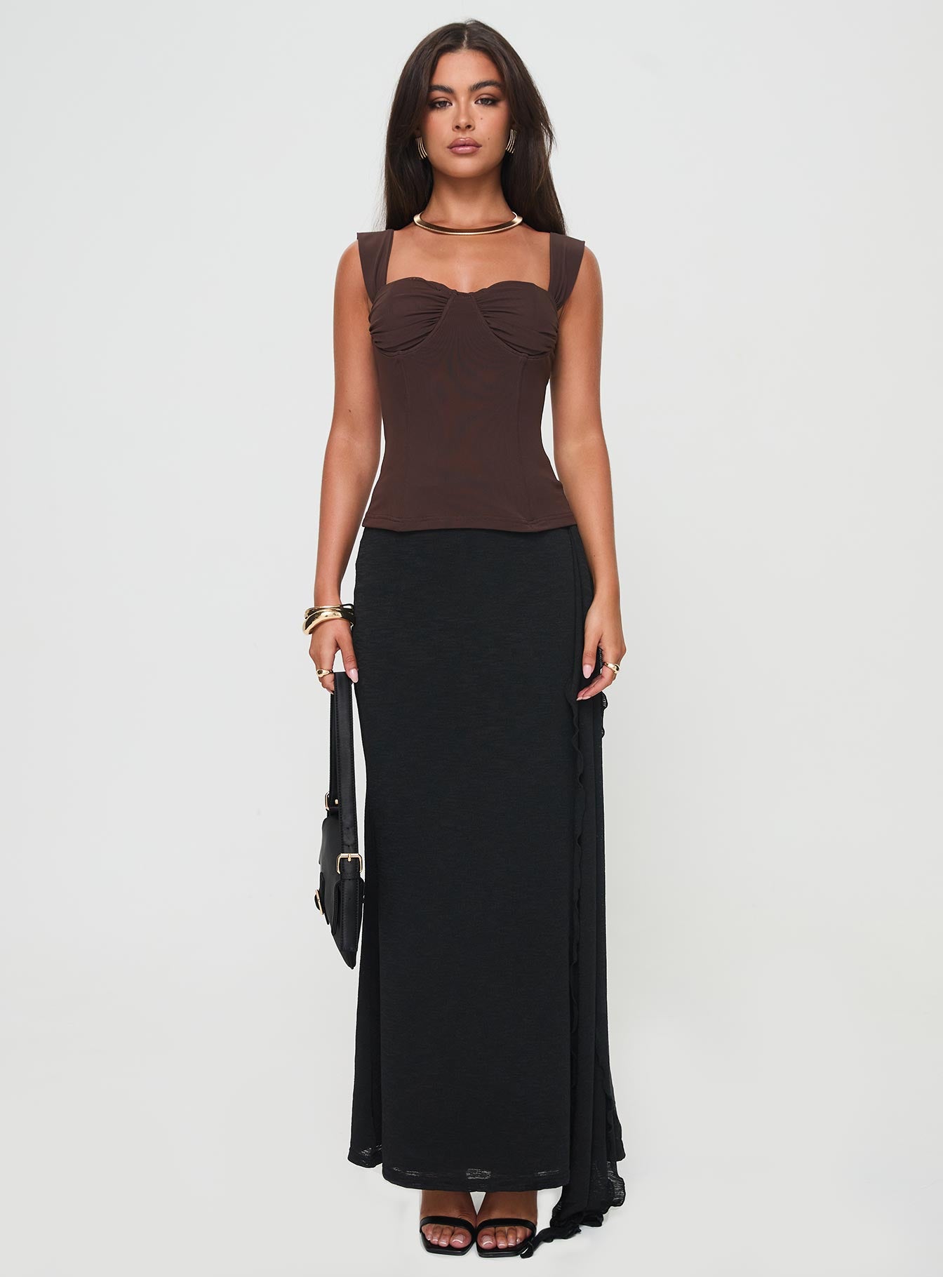 Kyrie Longline Corset Top Brown、mySite、solidvoid