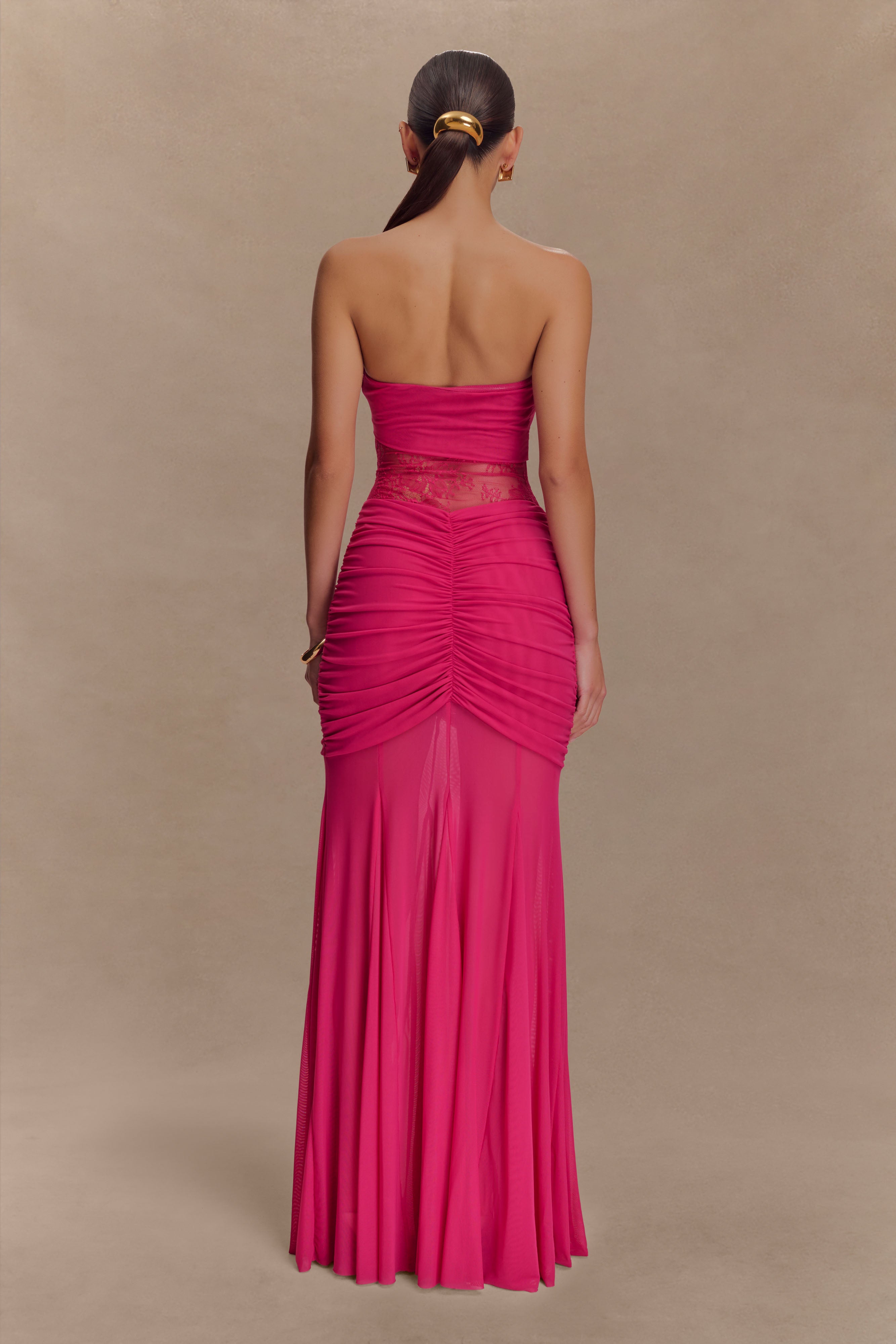 Khadijah Lace And Mesh Maxi Dress - Dragonfruit、mySite、solidvoid