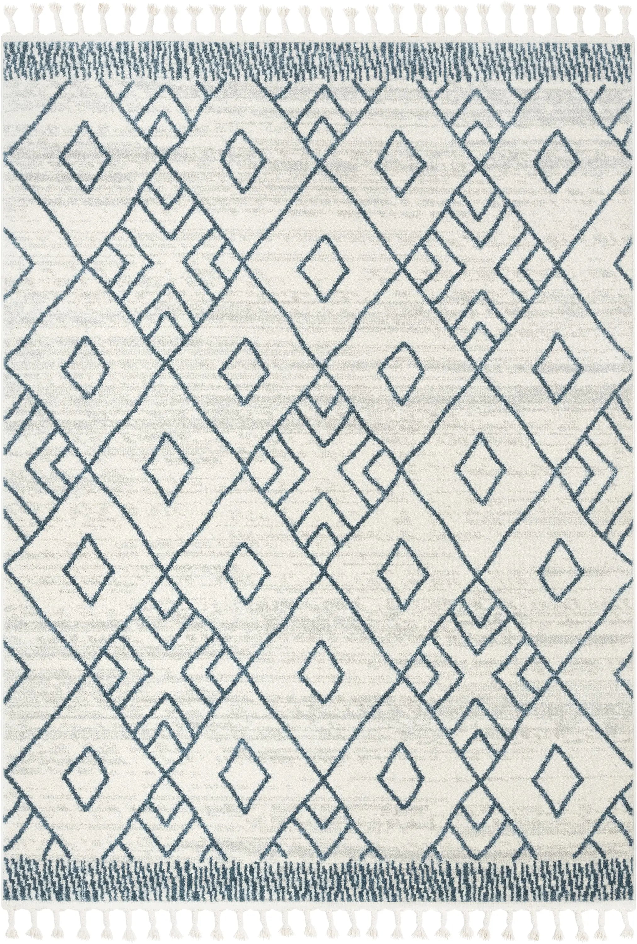 Diodelly Moroccan Lattice Trellis Blue Ivory Rug、mySite、gigharbornorthrealestate