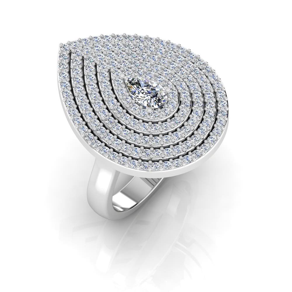 5-Row Pear Cluster Moissanite Engagement Ring、mySite、hinf8tx79