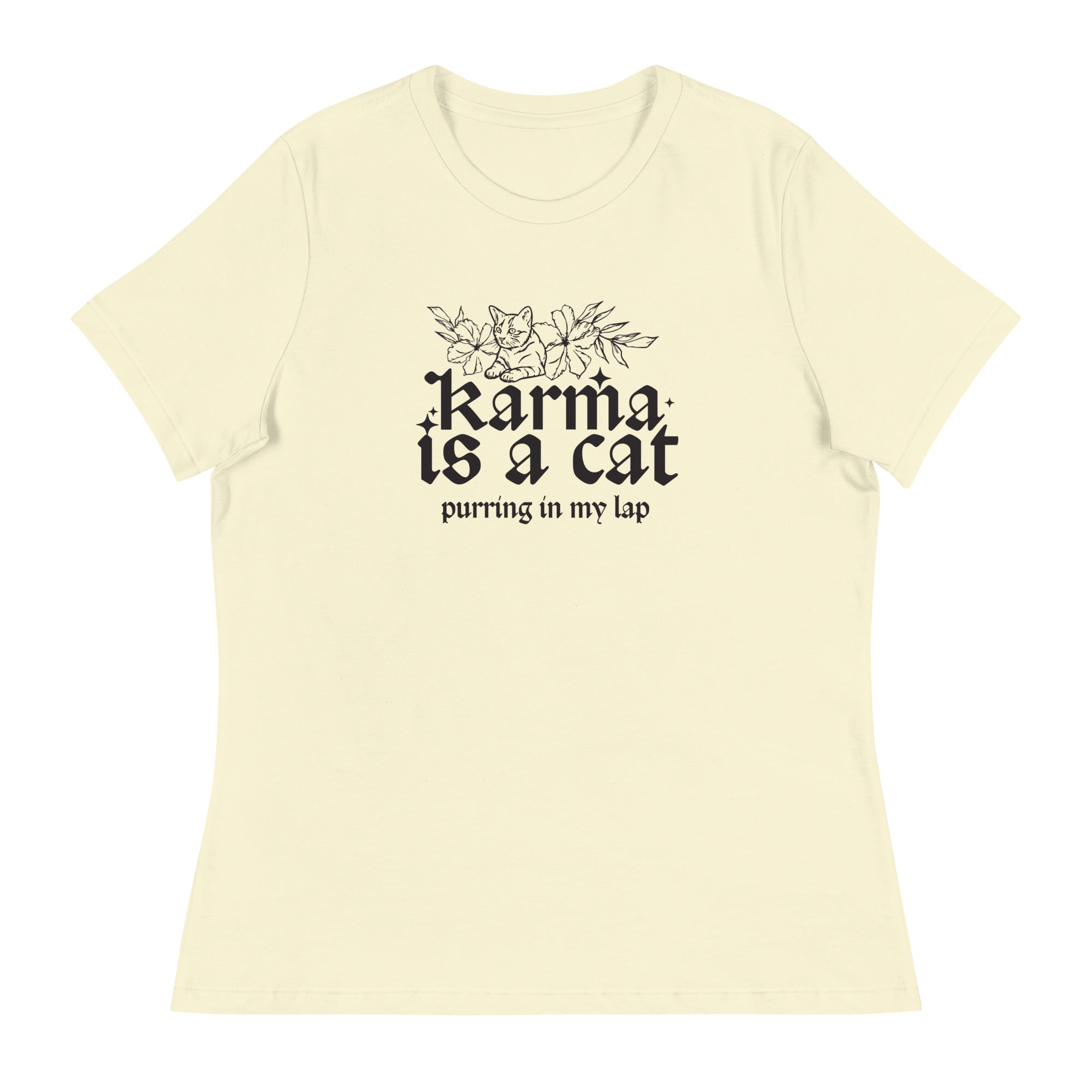 Karma is a Cat Women's Relaxed T-Shirt、mySite、camillekostekn
