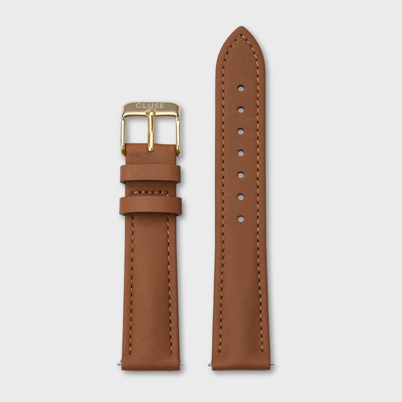  Strap 18 mm Leather Caramel, Gold Colour