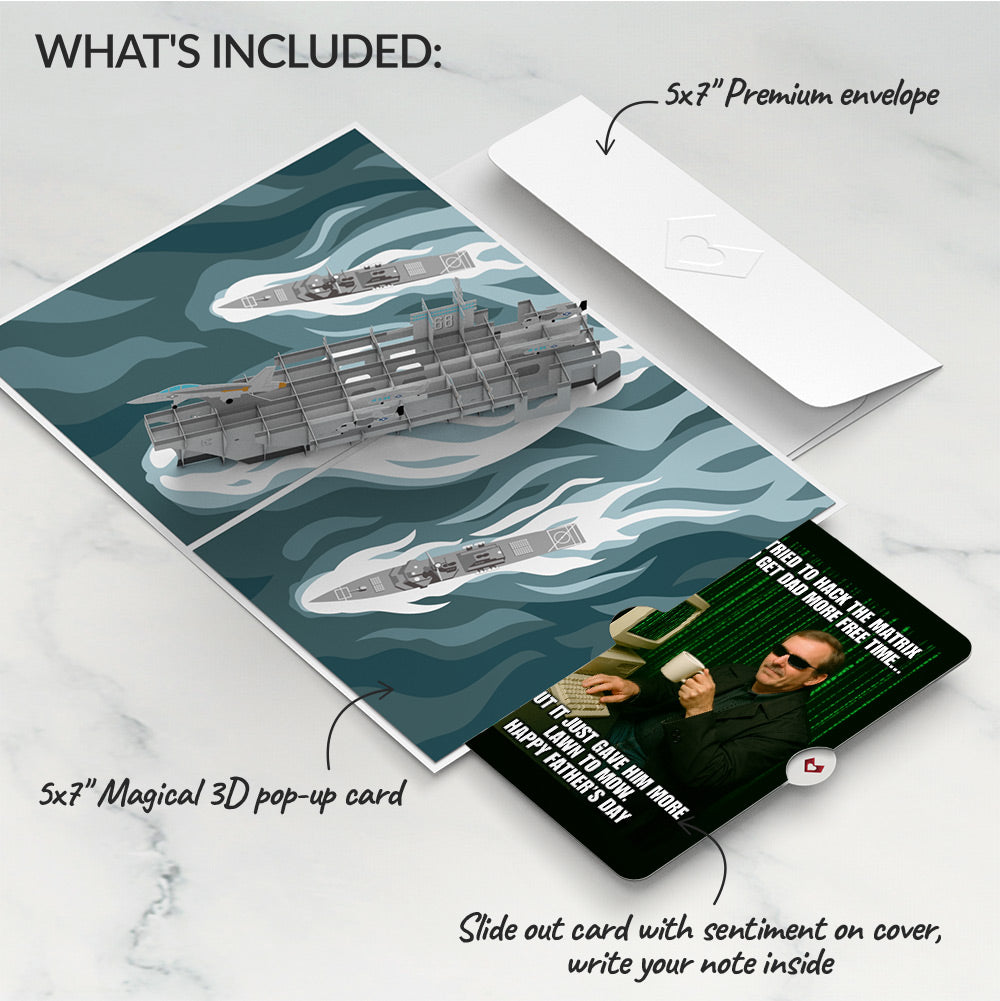 U.S. Aircraft Carrier Father's Day Pop-Up Card and Matrix Hacker Sentiment Set、mySite、solidvoid