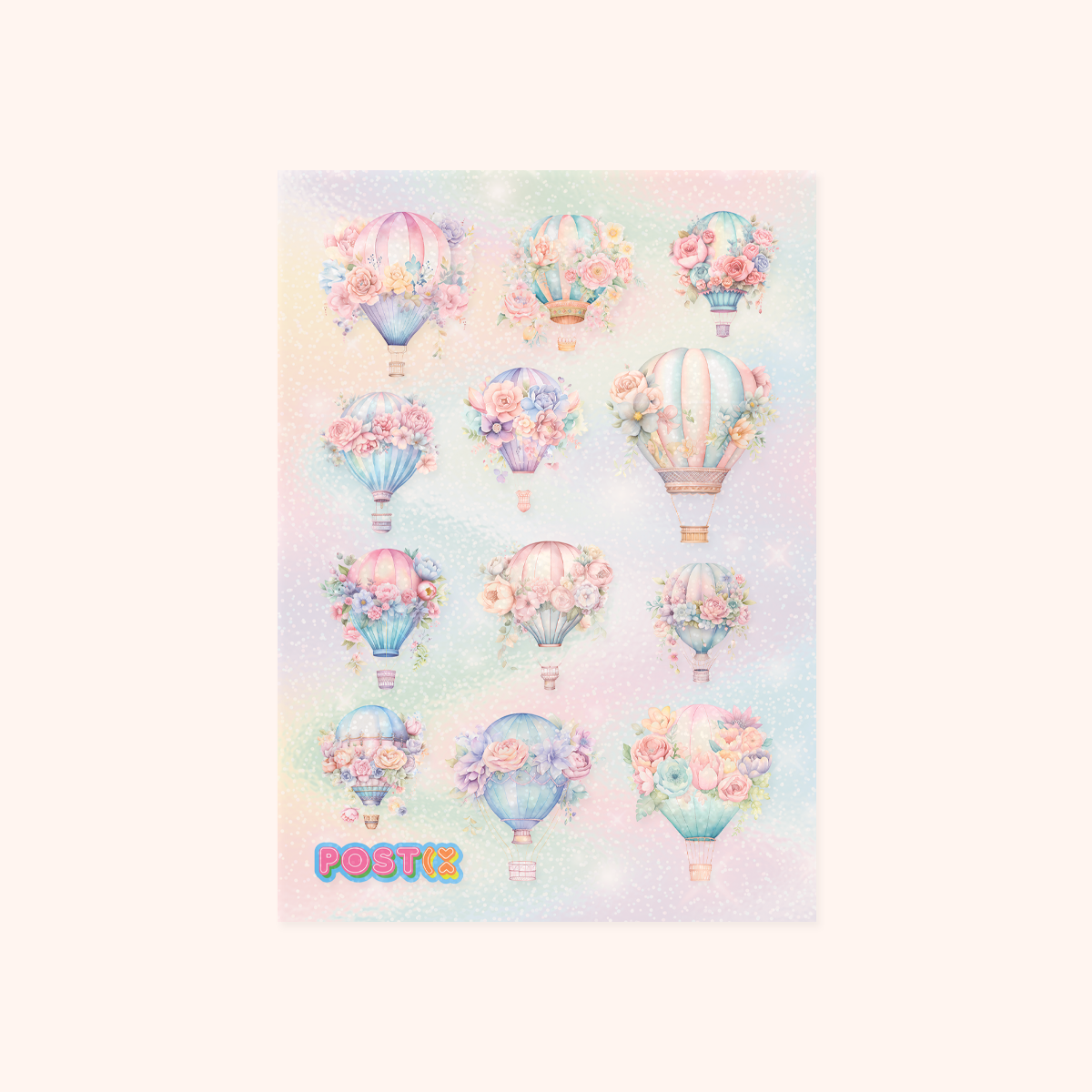  Vintage Air Balloons Clear Hologram Sticker Sheet、mySite、ghnorth