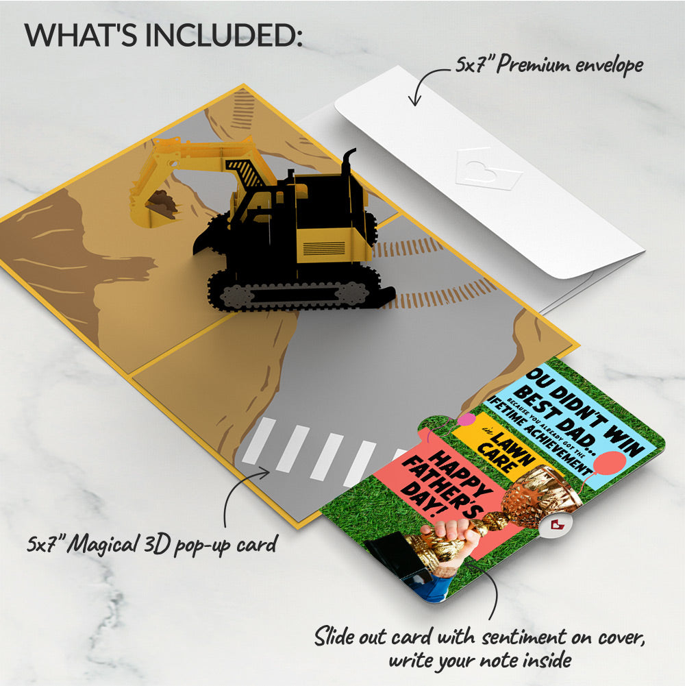 Excavator Father's Day Pop-Up Card and Trophy Lawn Care Sentiment Set、mySite、solidvoid
