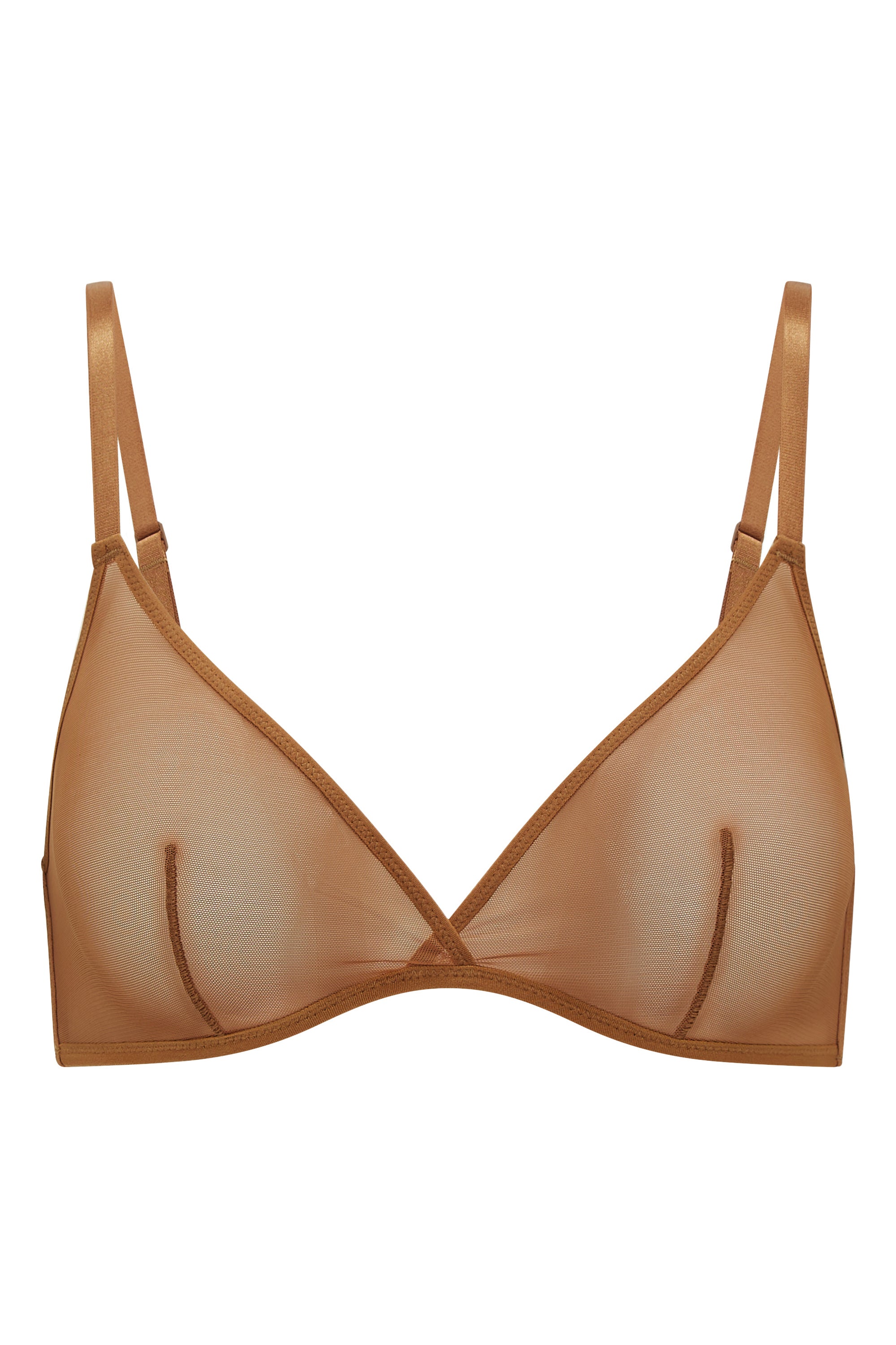Soft Mesh Single Layer Triangle Bra in Almond、mySite、solidvoid
