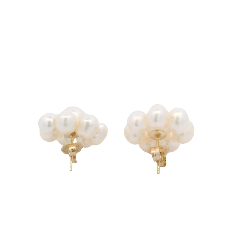 Estate 14K Yellow Gold Freshwater Pearl Cluster Stud Earrings、mySite、botmansion