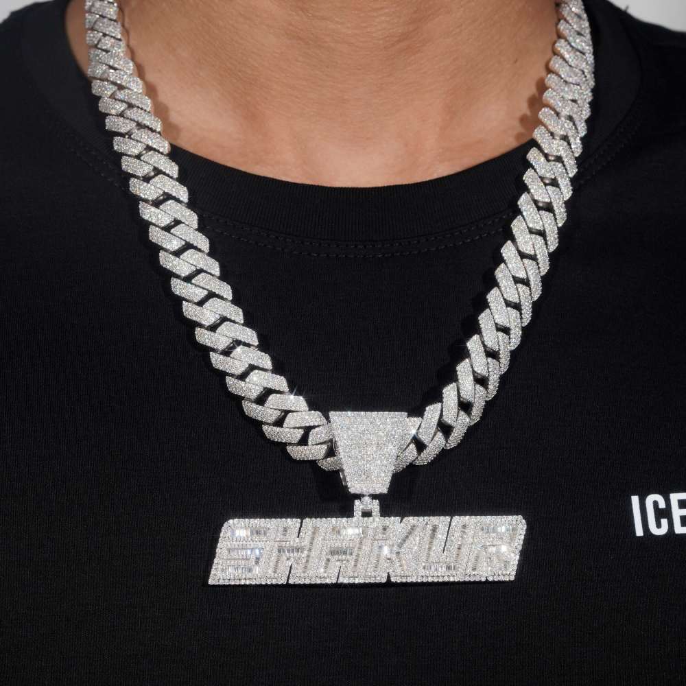 Moissanite Custom SHAKUR Pendant + Custom 4 Row 20MM Cuban Link Chain 14K Gold、mySite、hinf8tx79