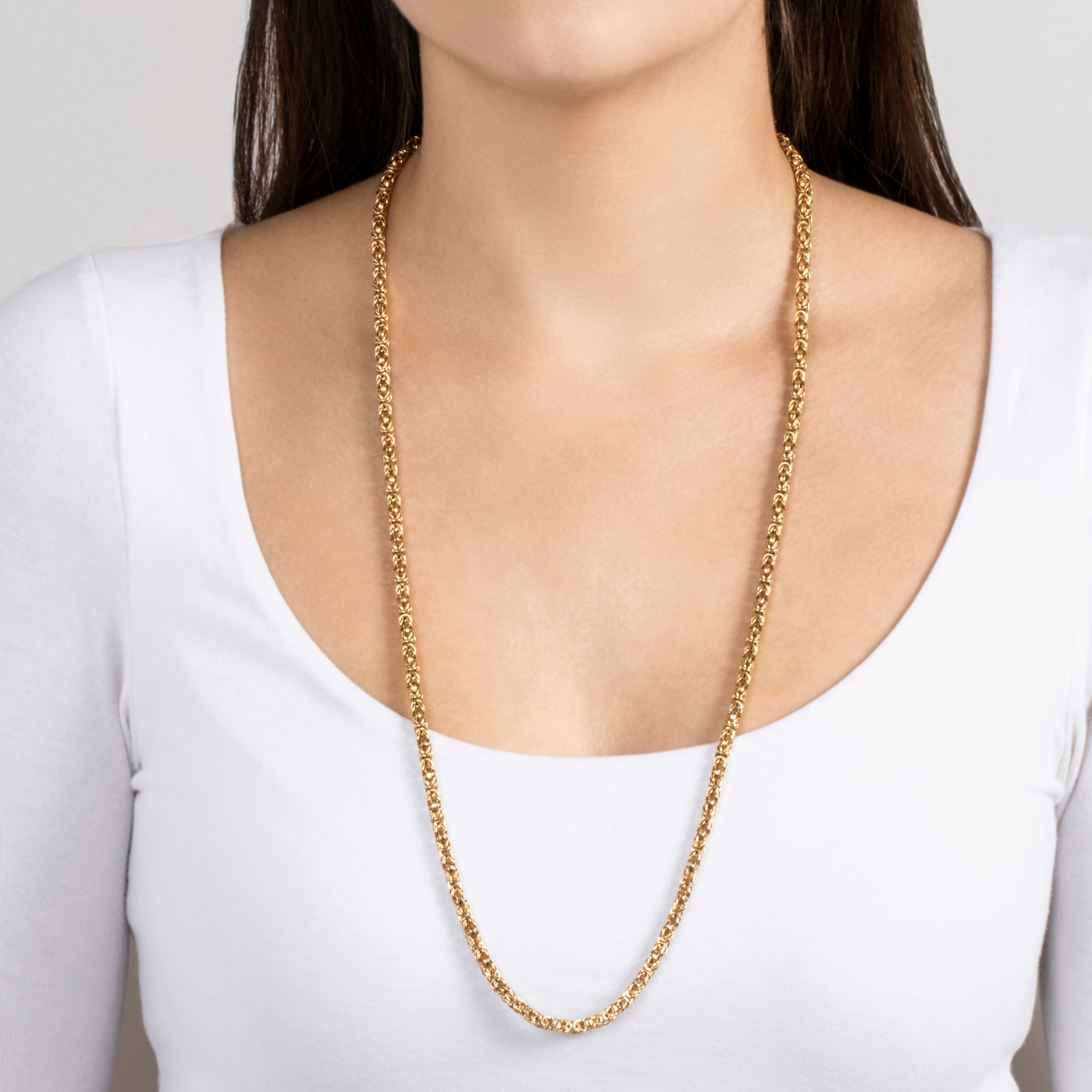 Vintage Italian 14k Yellow Gold Byzantine Link Chain Necklace 30、mySite、hinf8tx79