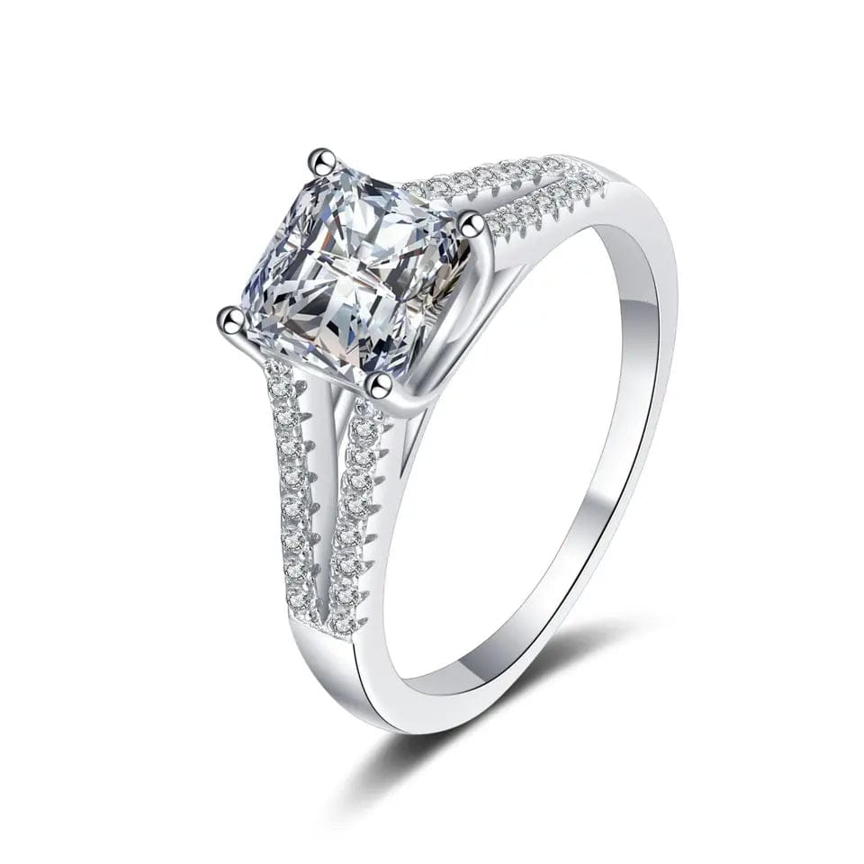 Luxury Asscher Cut 2ctw Moissanite Ring 18K Gold Plated 925 Sterling Silver Wedding Jewelry、mySite、g9winljtr