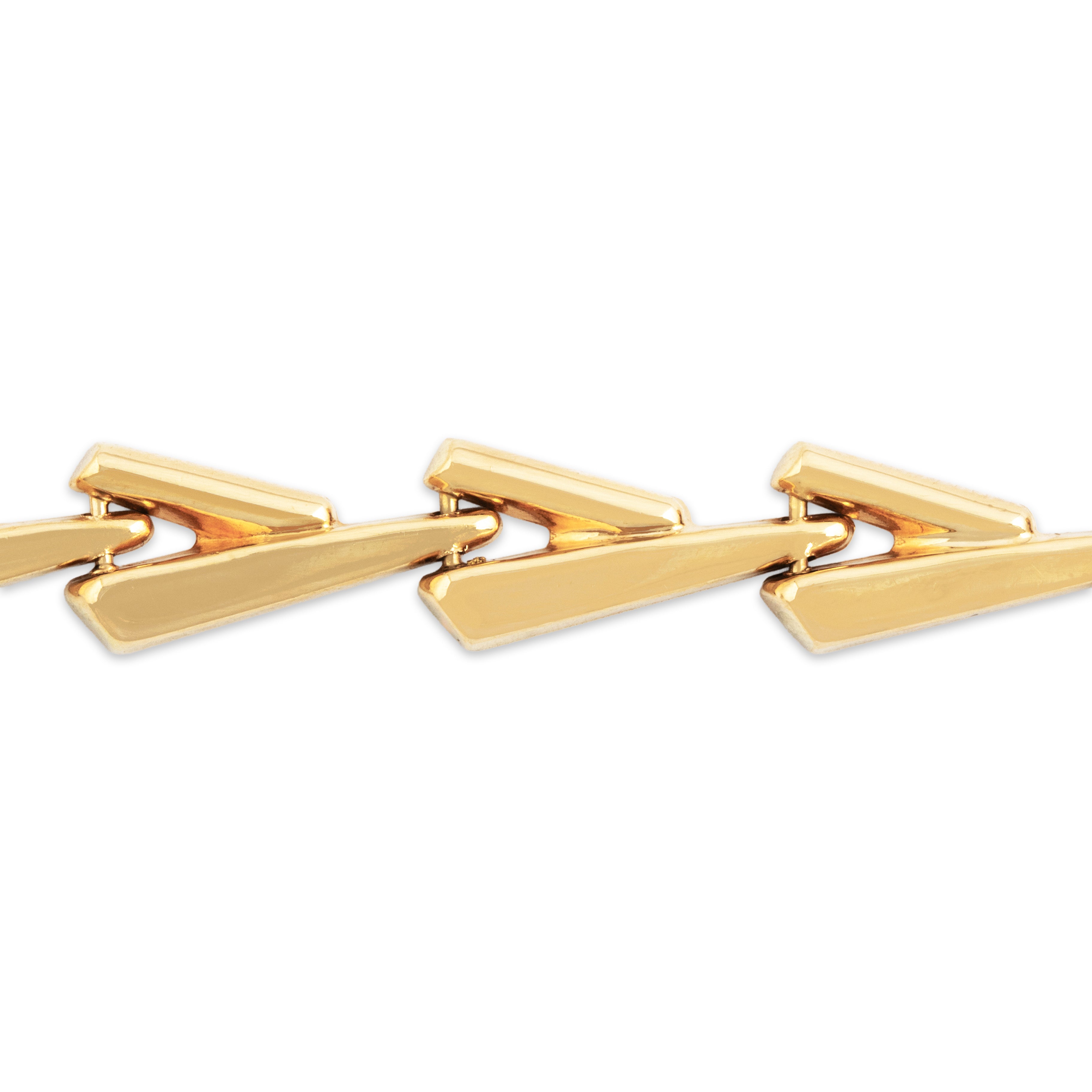 Vintage Italian 18k Yellow Gold Chic Geometric Arrow Link Bracelet 7、mySite、hinf8tx79