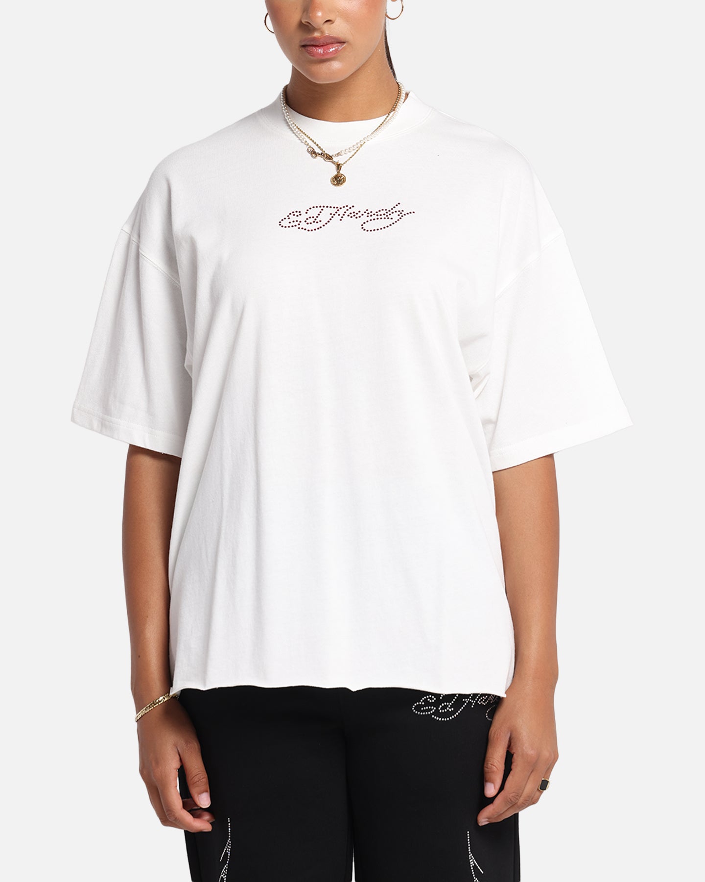 Ed Hardy Techno Rhinestone T-Shirt Off White、mySite、zt4zffjzw