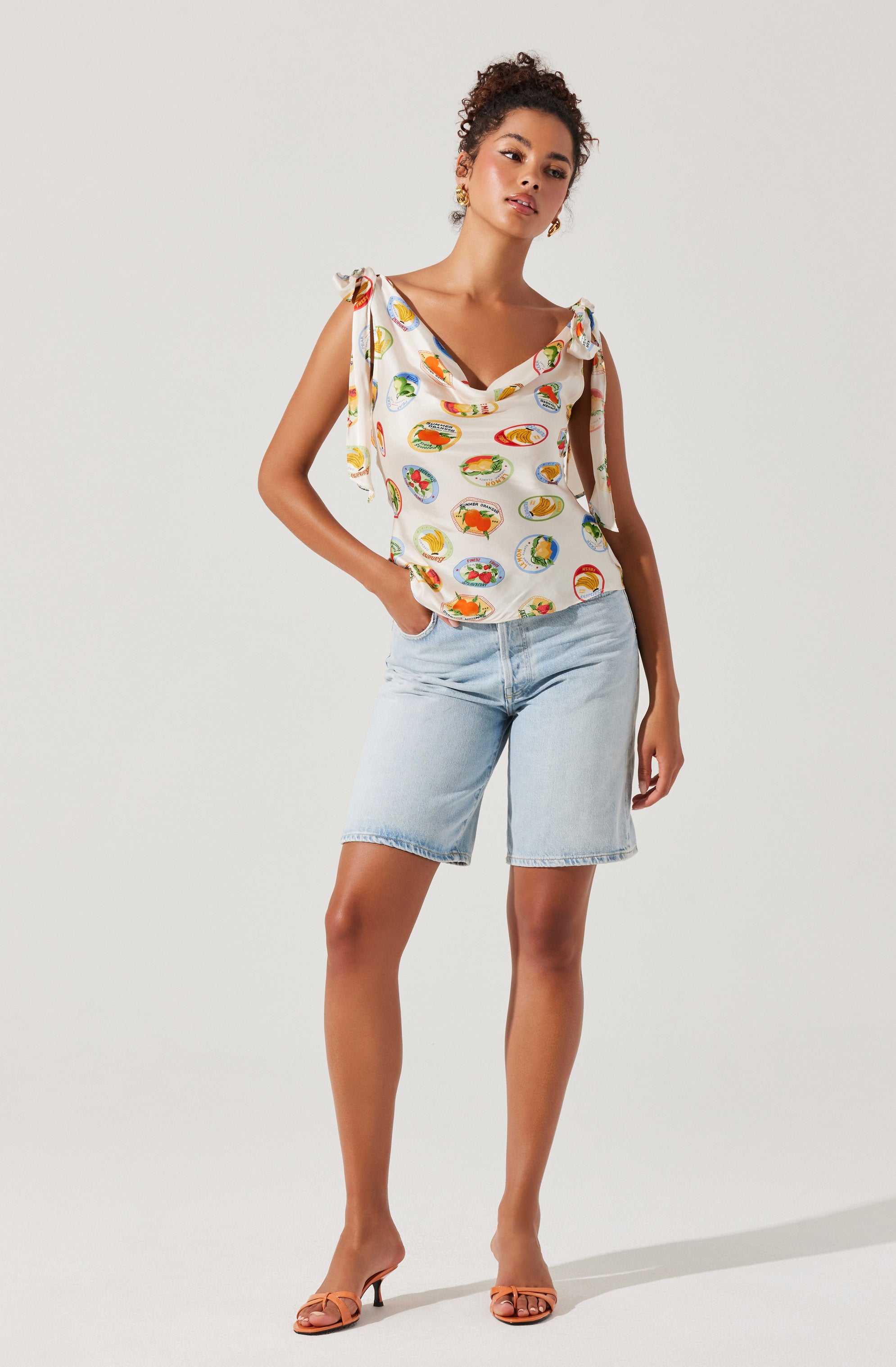 Allexina Satin Tie-Shoulder Top、mySite、solidvoid