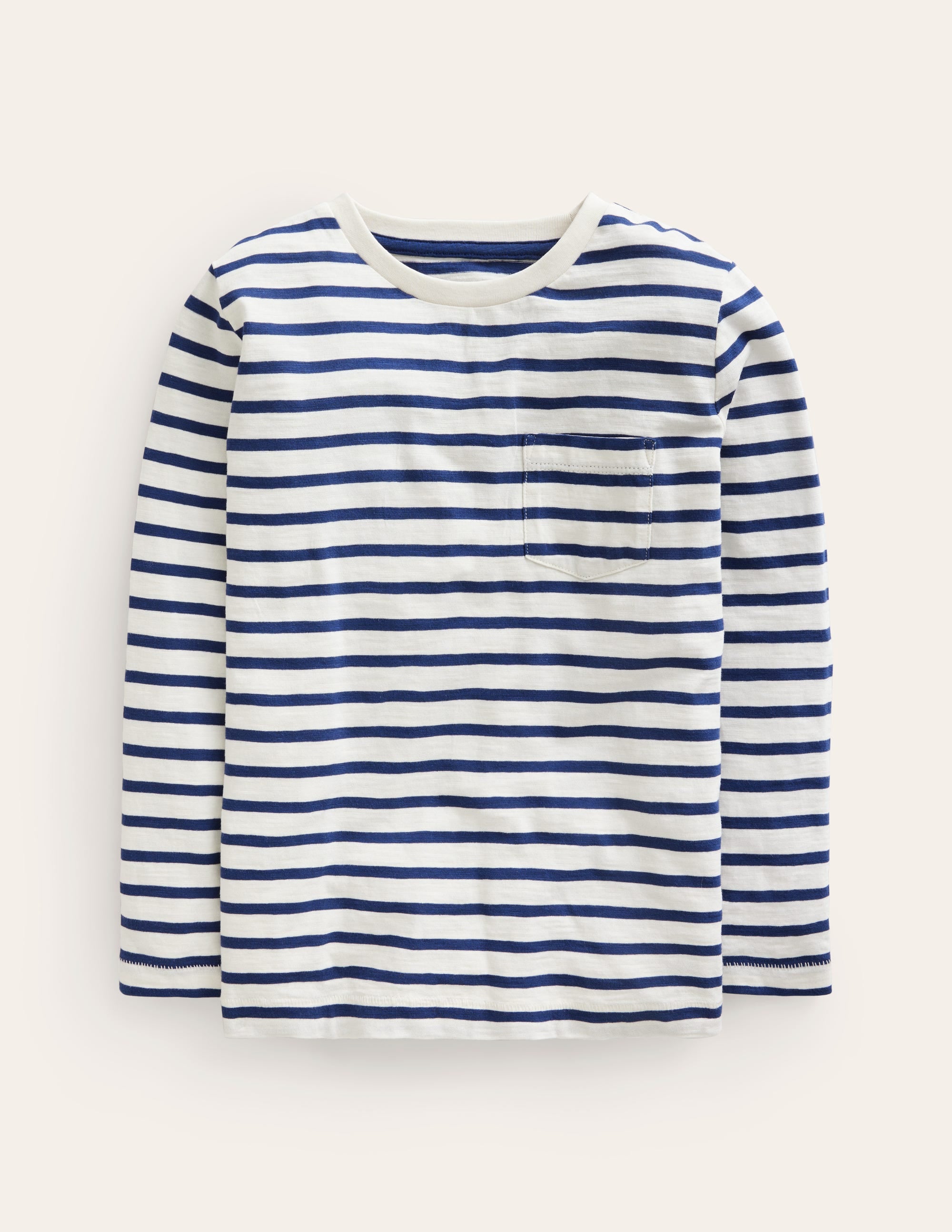  Long-sleeved Washed T-shirt-Ivory/College Navy、mySite、ashleygrahame