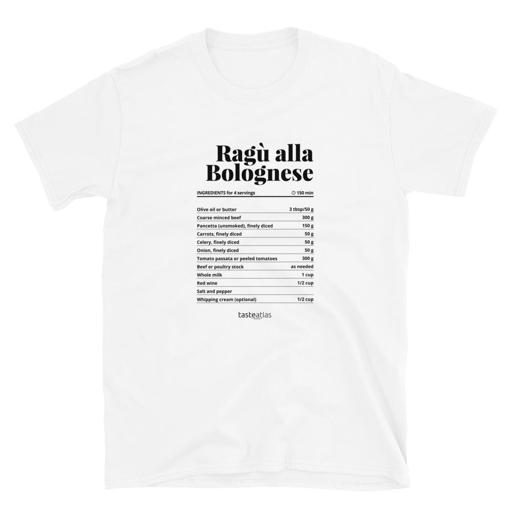 Ragu Alla Bolognese Recipe Short-Sleeve Unisex T-Shirt、mySite、camillekostekn