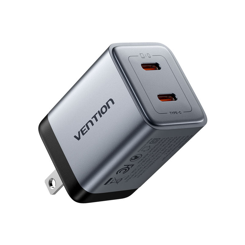 Vention 2-Port USB (C + C) GaN Charger (45W/45W) US-Plug Gray、mySite、fannypackpong
