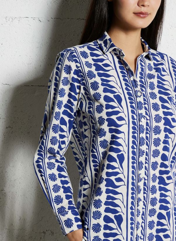 Hartford Corazon Blue Shell Printed Shirt - Final Sale、mySite、noshort