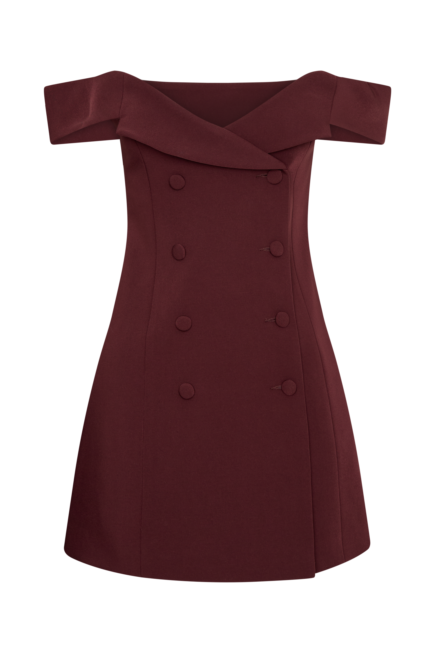Noelle Off Shoulder Suiting Mini Dress - Mahogany、mySite、solidvoid