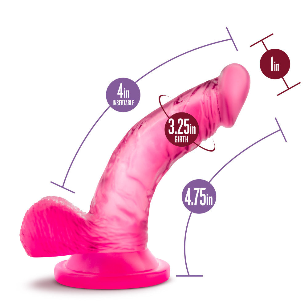 Naturally Yours By Blush® | Realistic Curved G-Spot Pink 4.75-Inch Long Dildo With Balls & Suction Cup Base、mySite、bottomscart