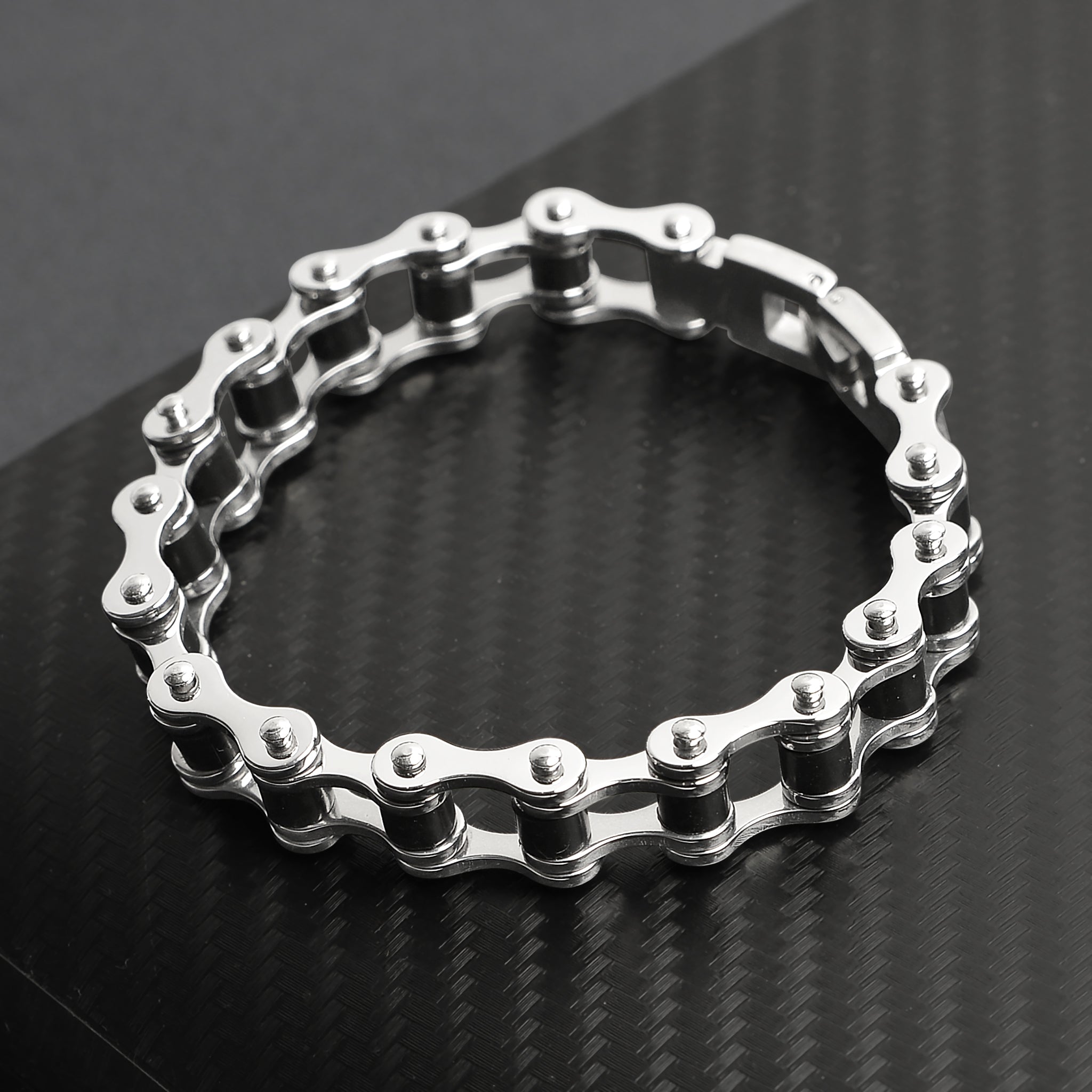 Stainless Steel And Black Bike Chain Bracelet / BRJ2071、mySite、dreamappss