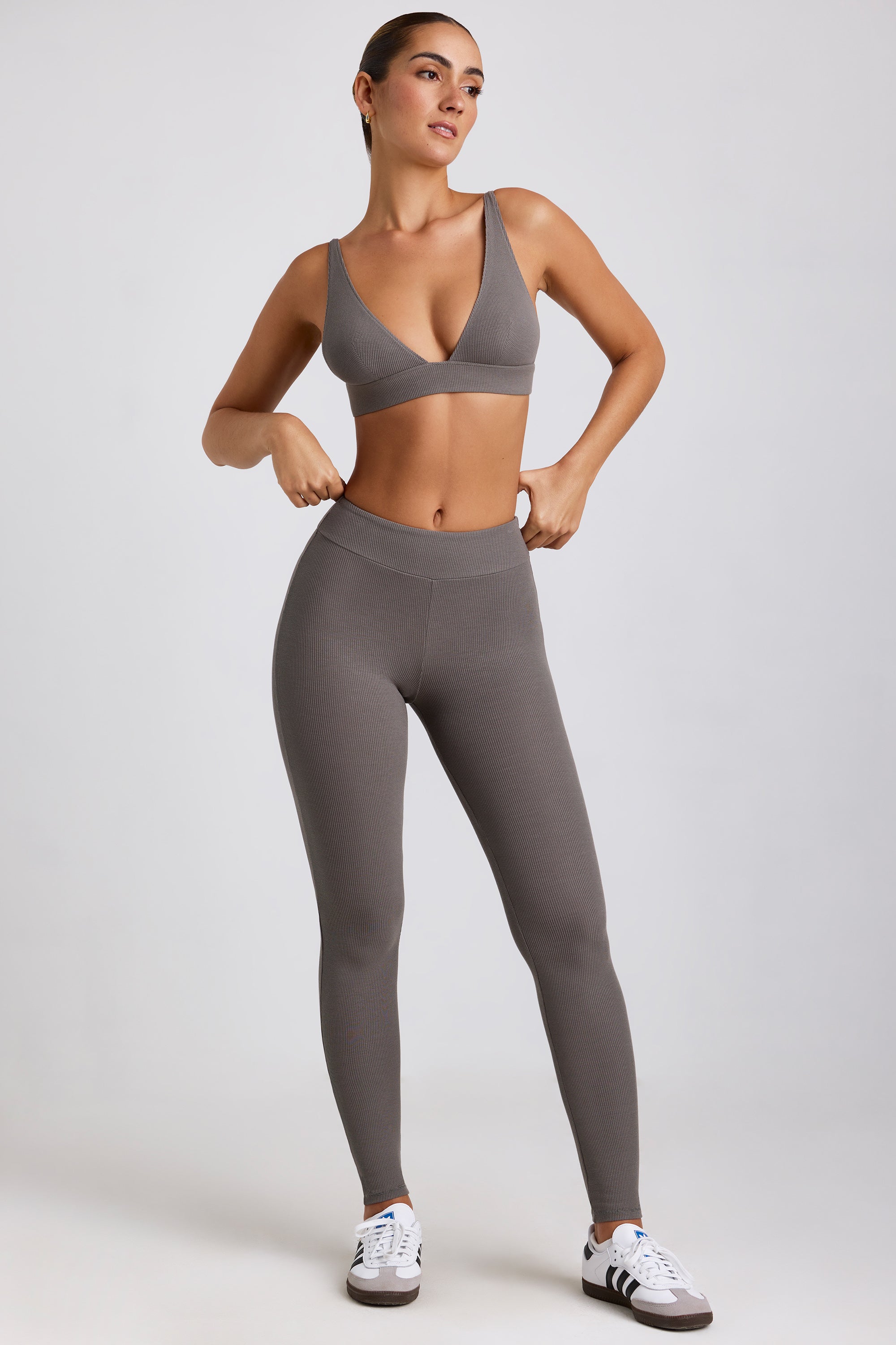 Ribbed Modal High Waist Leggings in Grey、mySite、solidvoid