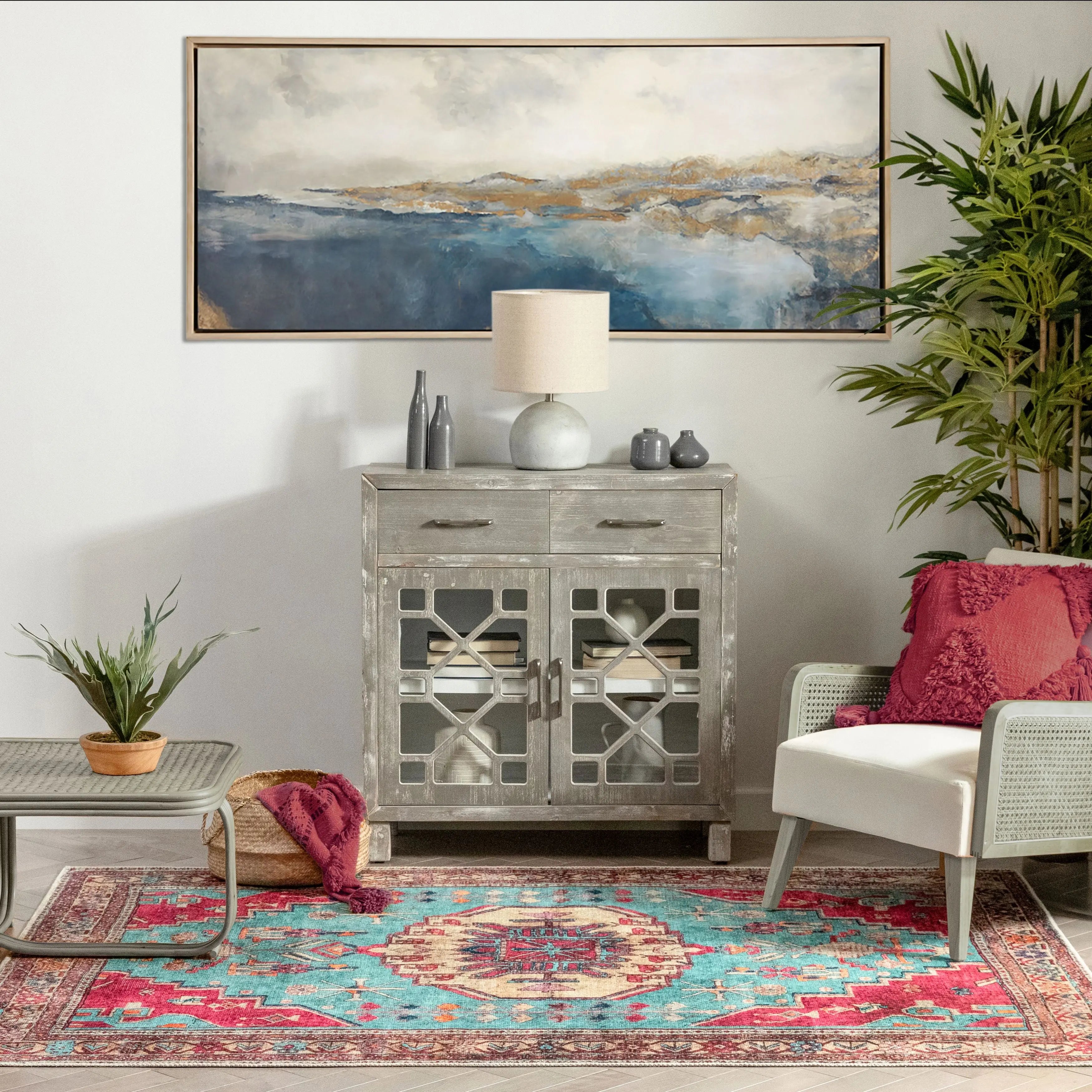 Shasta Machine Washable Vintage Bohemian Medallion Persian Blush Turquoise Flat-Weave Distressed Rug、mySite、gigharbornorthrealestate