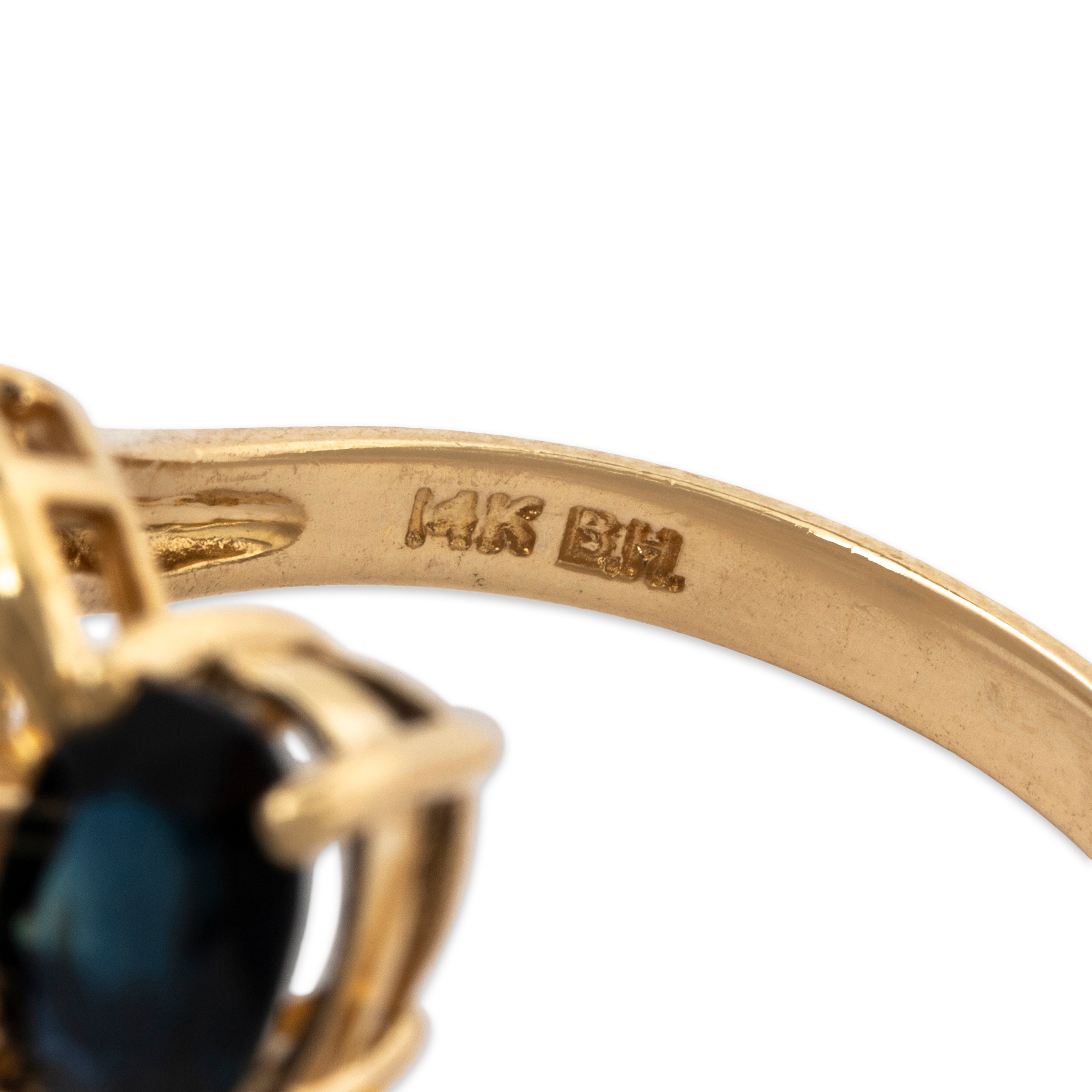 Vintage 14k Yellow Gold 2.8cttw Blue Sapphire Diamond Bypass Trio Ring 7.00、mySite、hinf8tx79