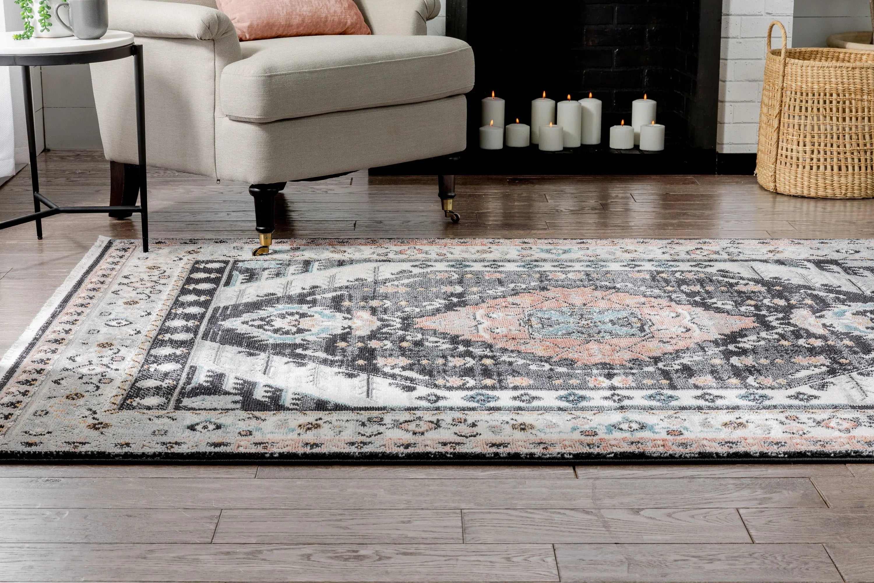 Julita Vintage Bohemian Aztec Tribal Black Rug、mySite、gigharbornorthrealestate