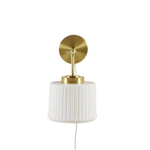 White Ceramic Wall Sconce with Adjustable Swing Arm Gold/White See below、、eastwooduniform