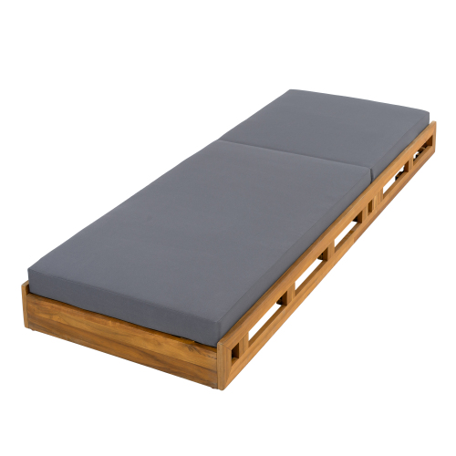 LOUNGE CHAISE SET, ACACIA WOOD WITH WATER-RESISTANT LOUNGE CUSHIONS (CREAM & 4 INCH THICK) - MATCHING DARK GREY VERSION AVAILABLE、、eastwooduniform