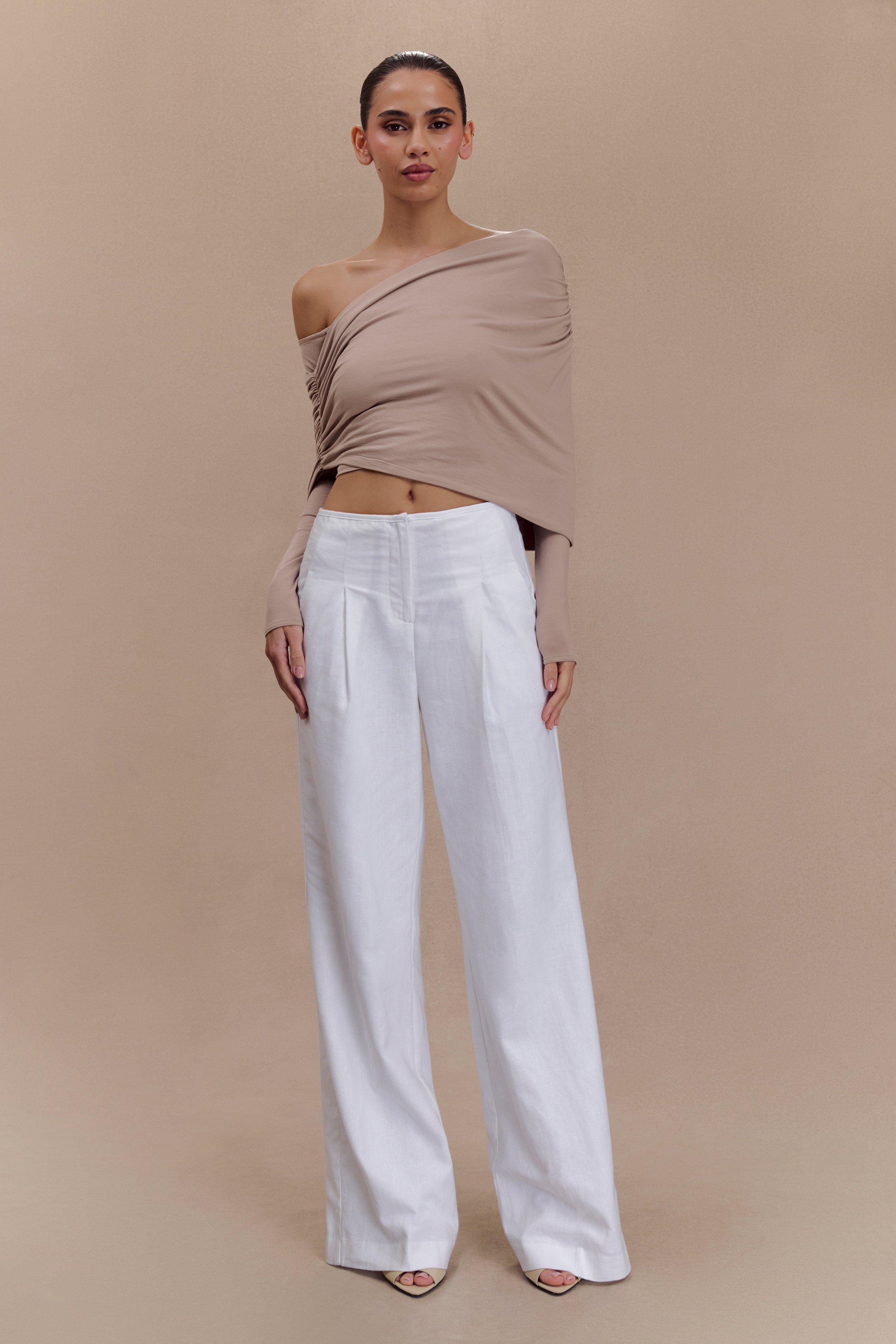 Corinna Modal One Shoulder Top - Mushroom、mySite、solidvoid