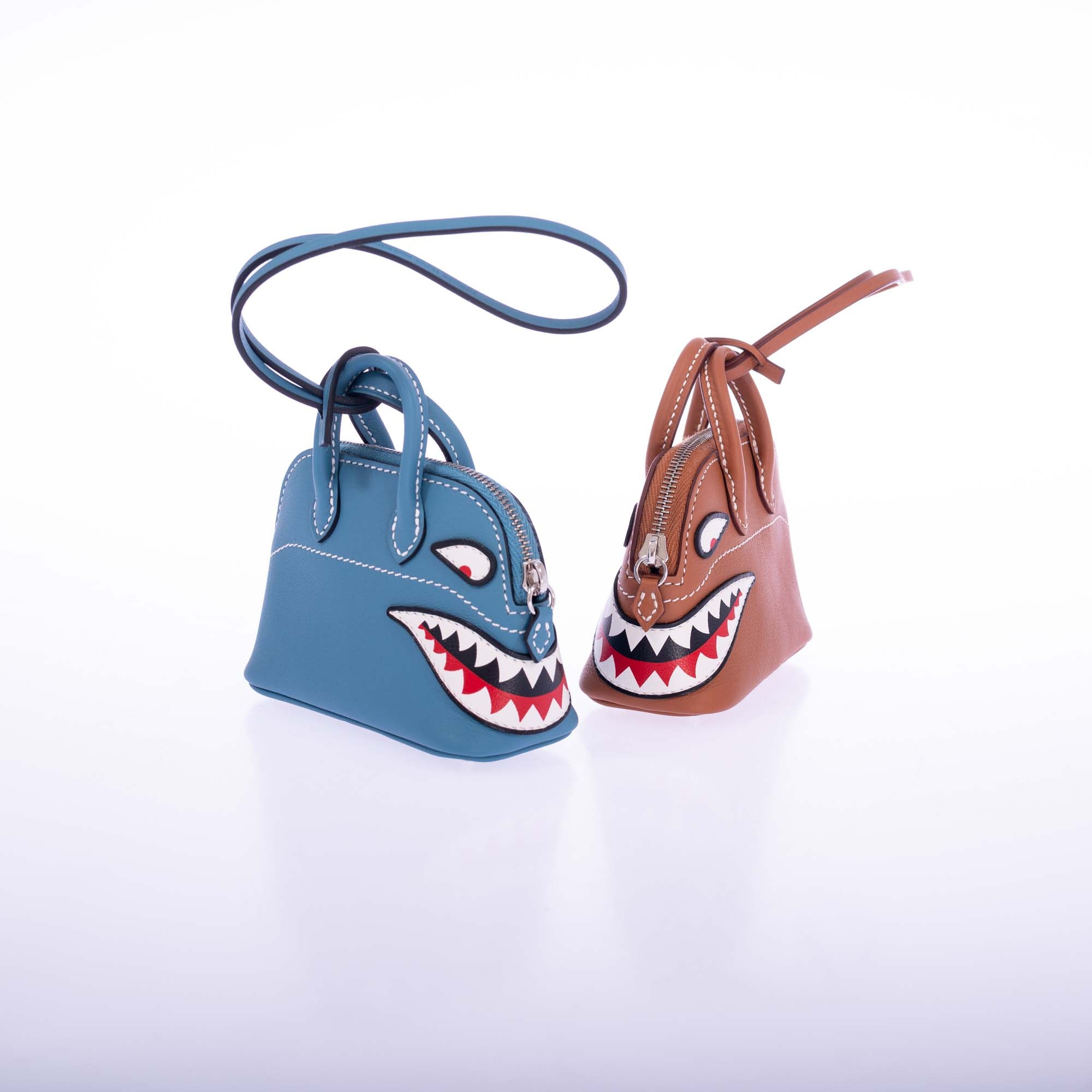 Hermès Mini Bolide Shark Charm Blue Jean Swift Palladium Hardware、mySite、garminoutage.com