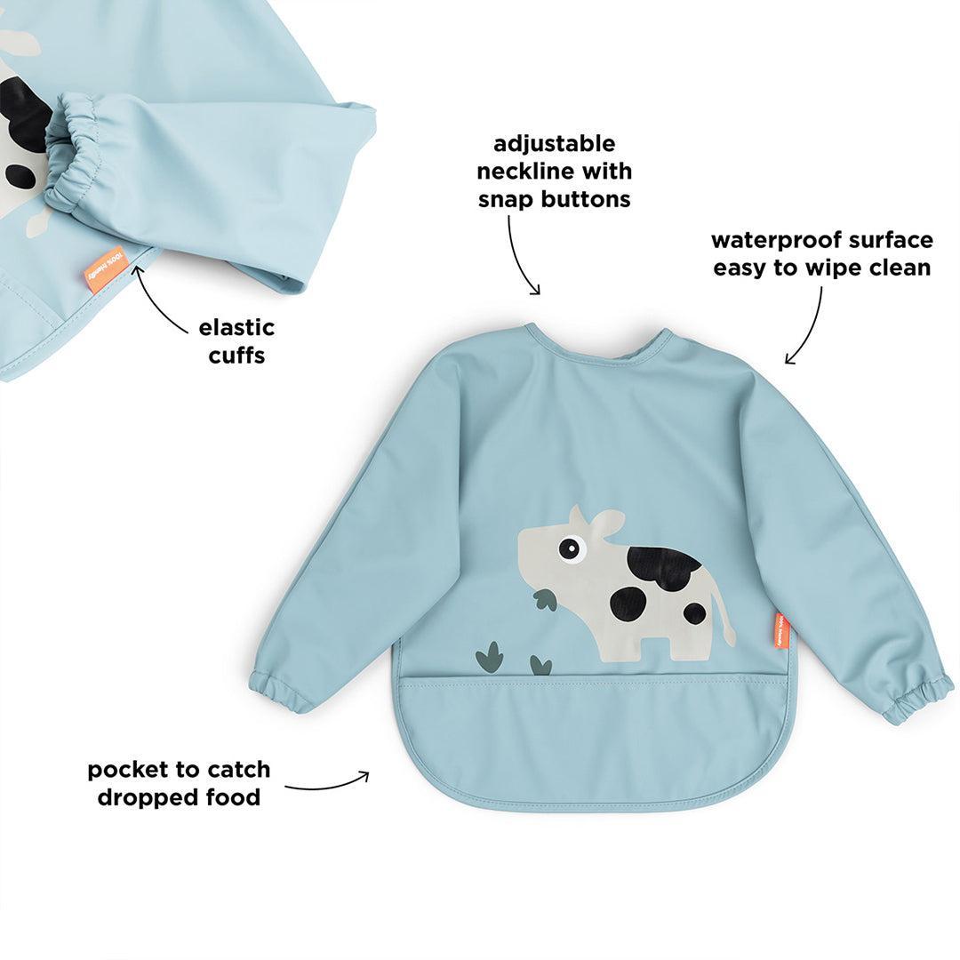  Done By Deer Sleeved Pocket Bib - Tiny Farm Blue、mySite、merchandisen