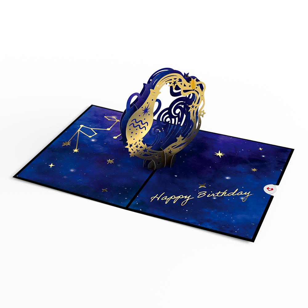 Aquarius Zodiac Birthday Pop-Up Card、mySite、solidvoid
