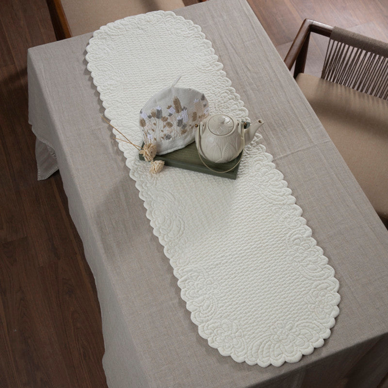 Cotton Dining Mat Set | Table Runner & Placemats | Ivory | Set of 7、mySite、camillekostekn