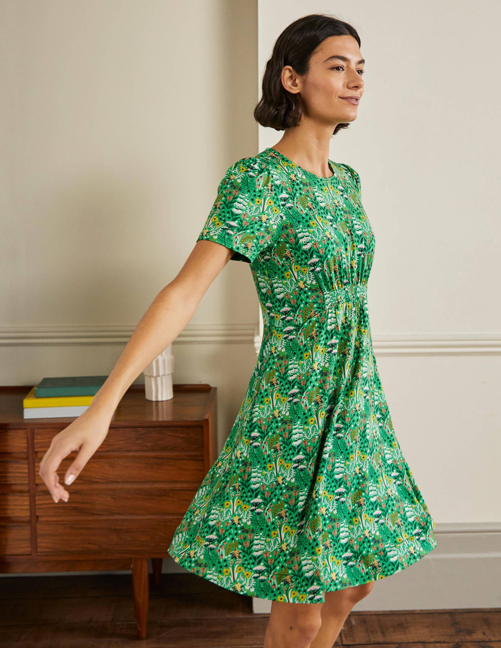  Crew Neck Jersey Dress-Rich Emerald, Wildflower Bloom、mySite、ashleygrahame