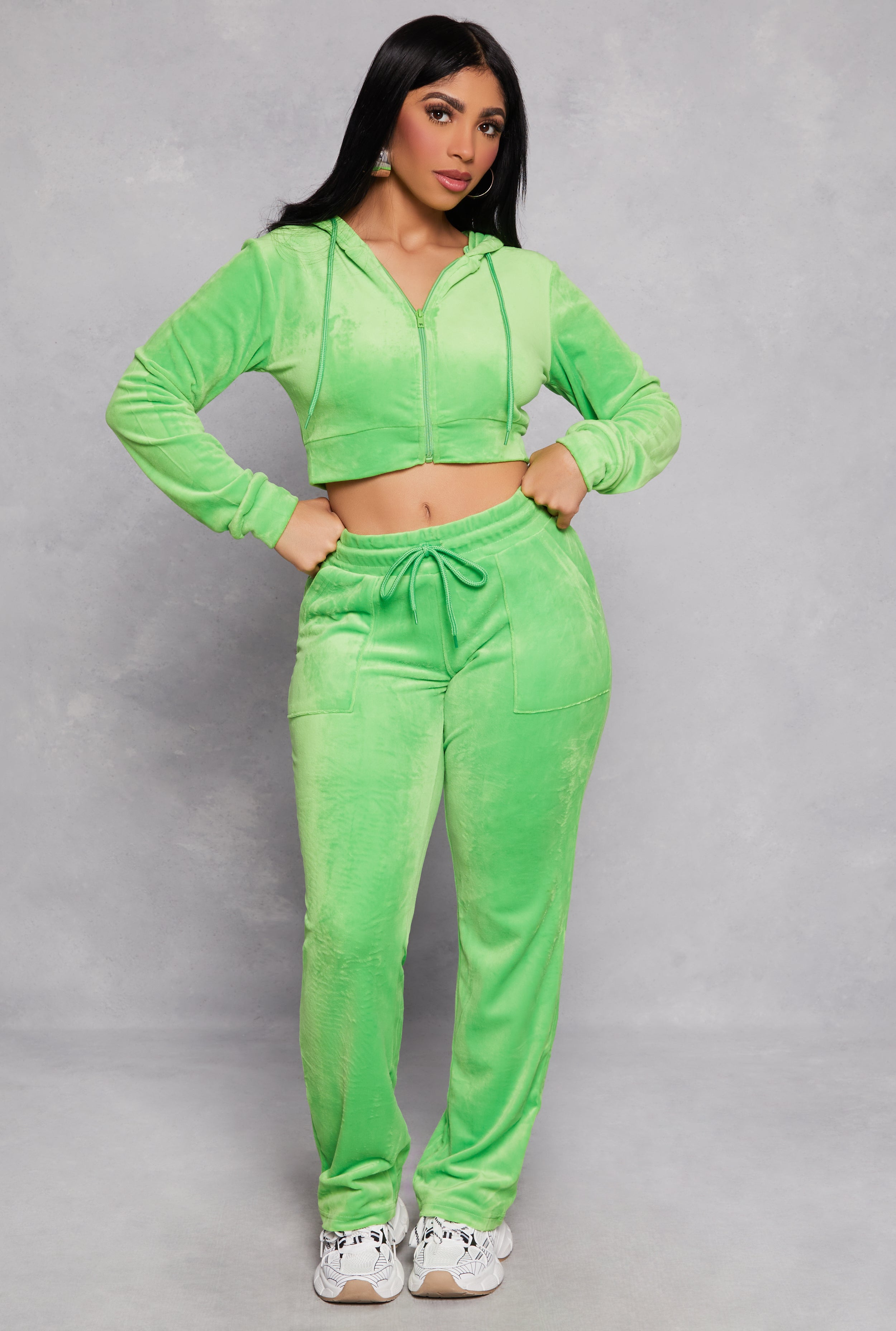 Velour Zip Front Hooded Crop Top、mySite、camillekostekn