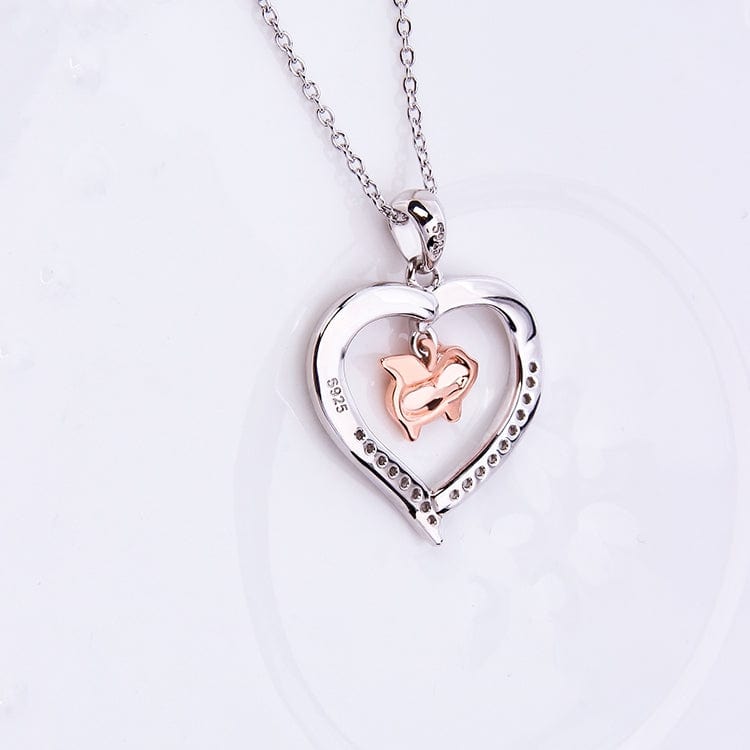 Flying Pig in a Heart with CZ Sterling Silver Necklace 18 Sliding Chain、mySite、g9winljtr