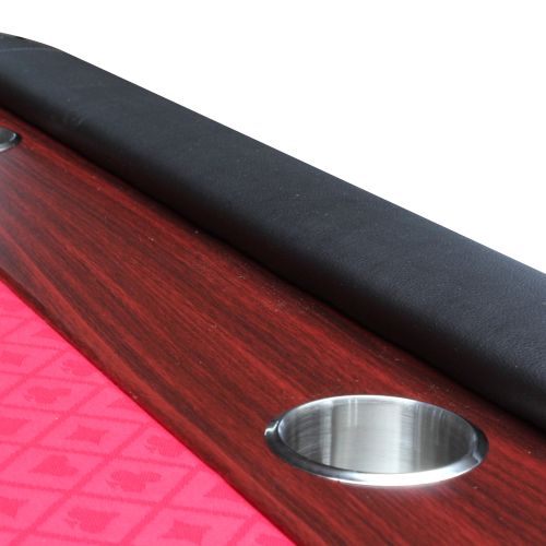 96" Light Series Foldable Poker Table with Wooden Racetrack Felt Stainless Legs Cup Holders Red、、casual