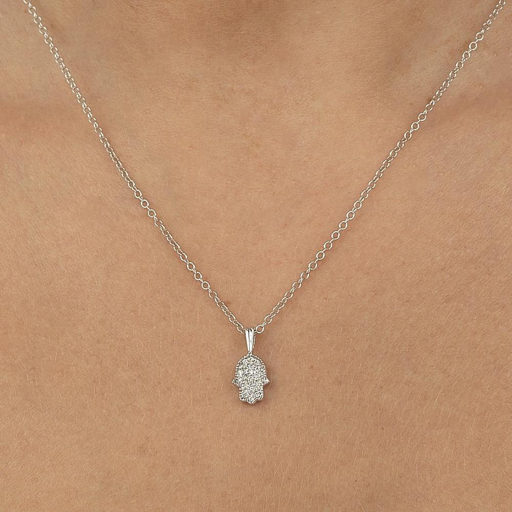 Pave Diamond Hamsa Necklace In White Gold、mySite、topwebapps