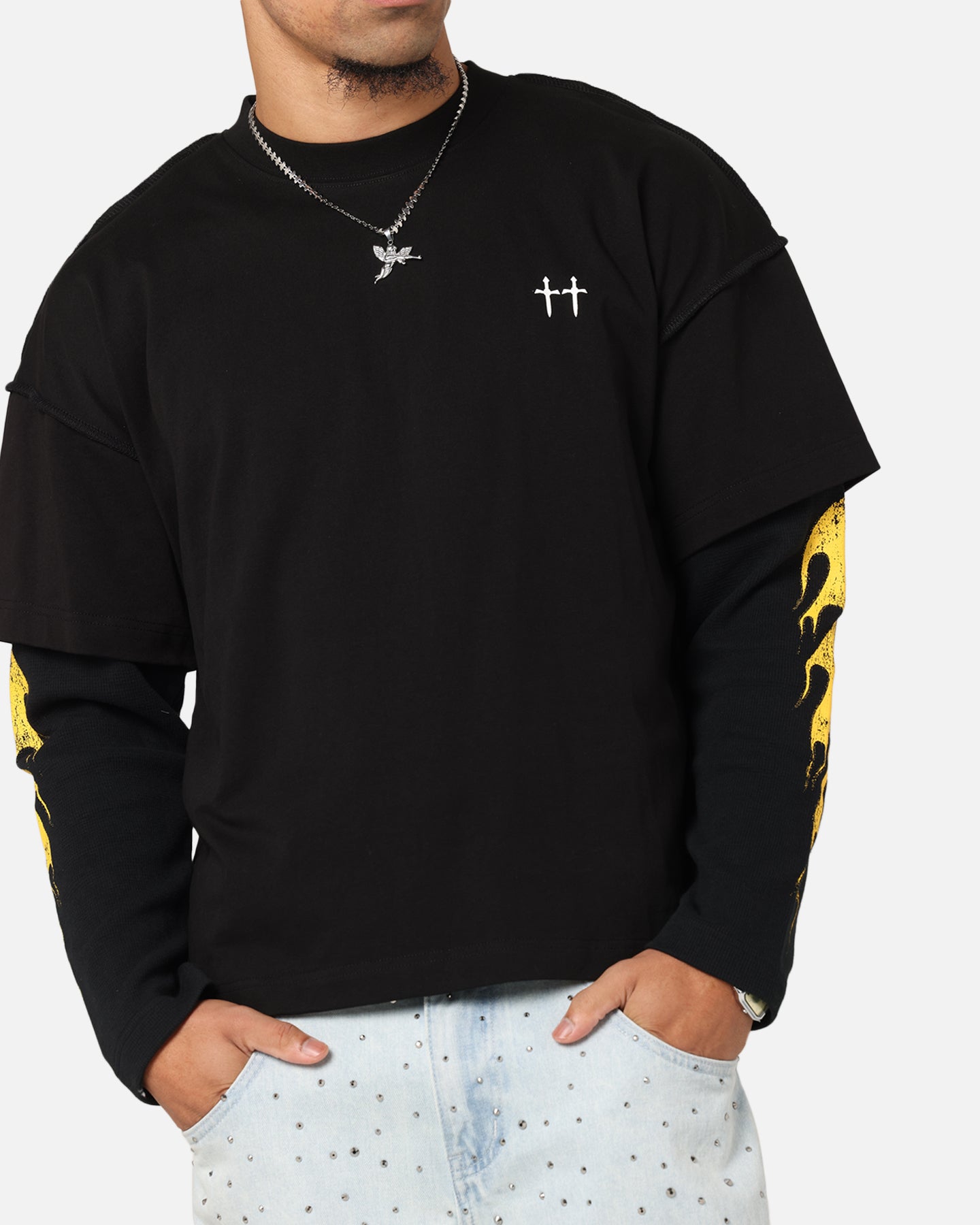 Saint Morta La Flame Long Sleeve T-Shirt Black、mySite、zt4zffjzw