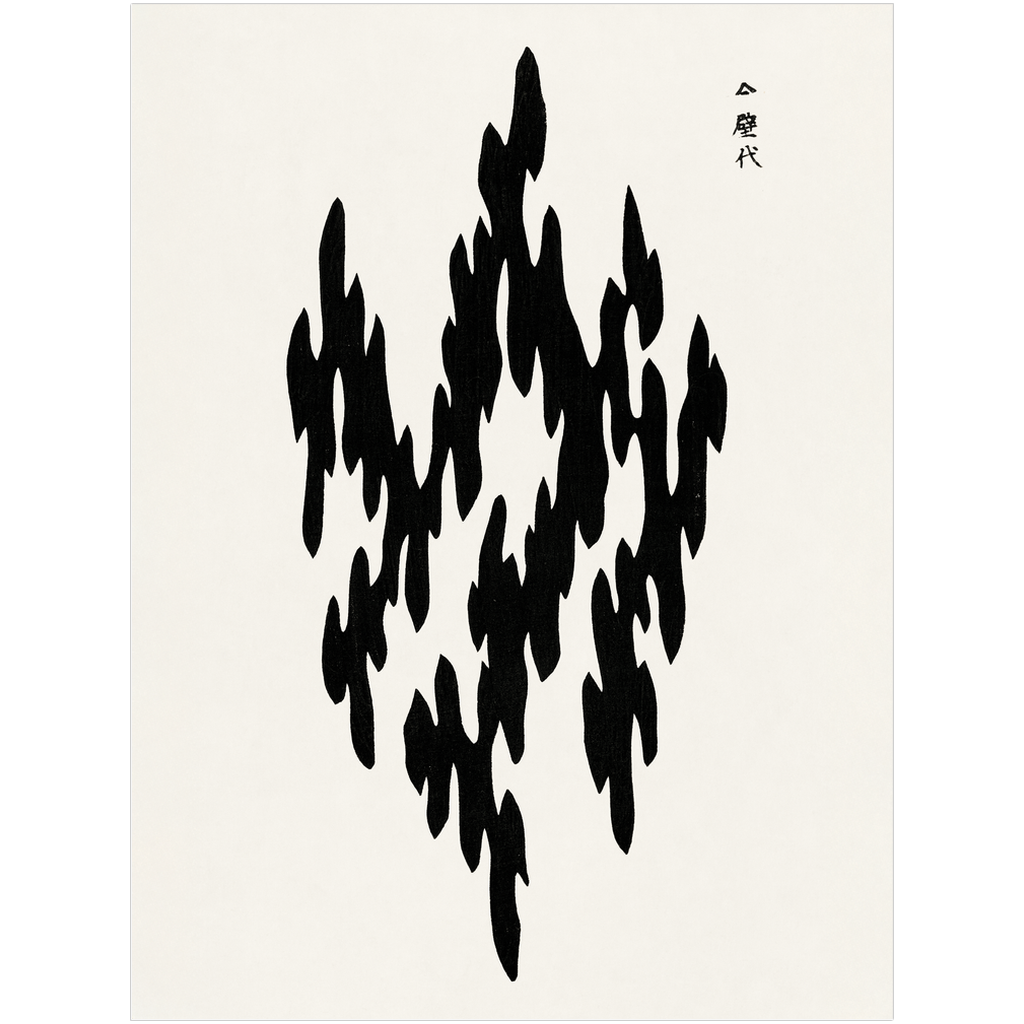 Vintage Wabi Sabi Japanese Woodblock Black Art Print、mySite、gigharbornorthrealestate